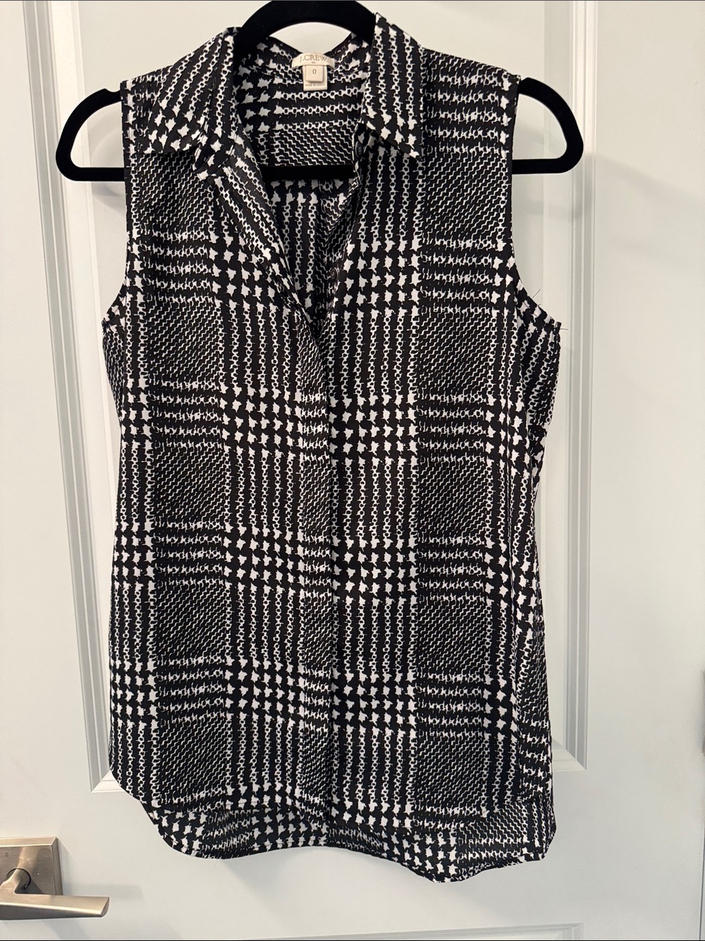 J. Crew Factory Black and White Sleeveless Collared Blouse